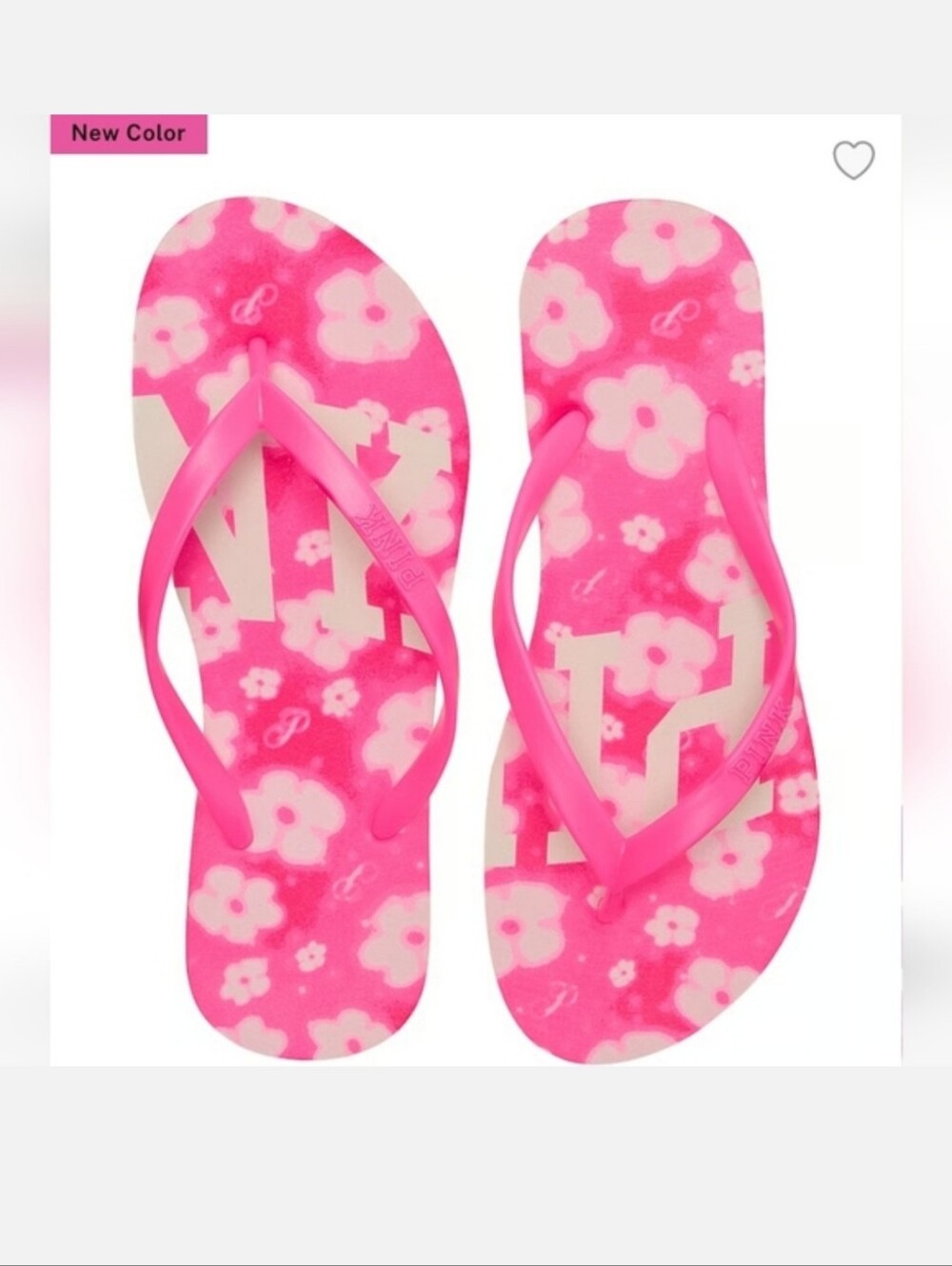 Victoria's Secret PINK flip Flop Sandals PINK FLORAL SIZE 8 MEDIUM